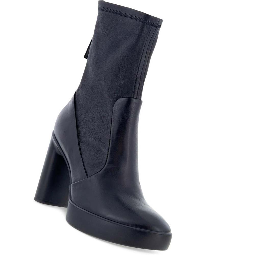 Női Ecco Shape Sculpted Motion 75 Stretchy Mid-cut Ankle Ruha Cipő Fekete | HU 120VRW